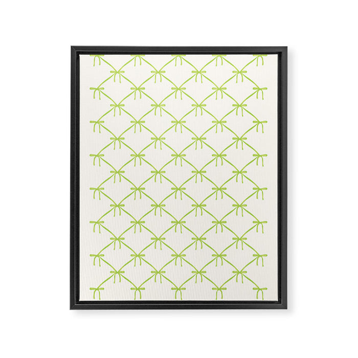 Bows & Ribbons Pattern V Green Framed Canvas Print Gallery Image 1