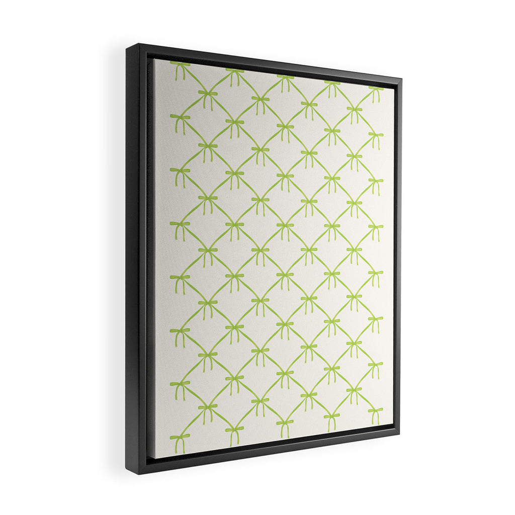 Bows & Ribbons Pattern V Green Framed Canvas Print Gallery Image 2