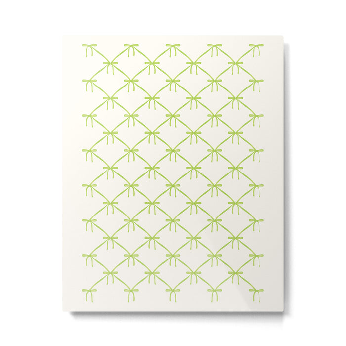 Bows & Ribbons Pattern V Green Metal Print Gallery Image 1