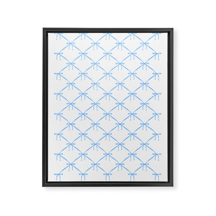 Bows & Ribbons Pattern VII Baby Blue Framed Canvas Print Gallery Image 1