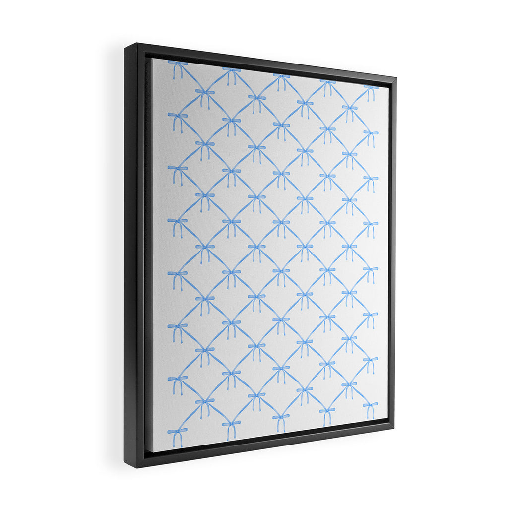 Bows & Ribbons Pattern VII Baby Blue Framed Canvas Print Gallery Image 2