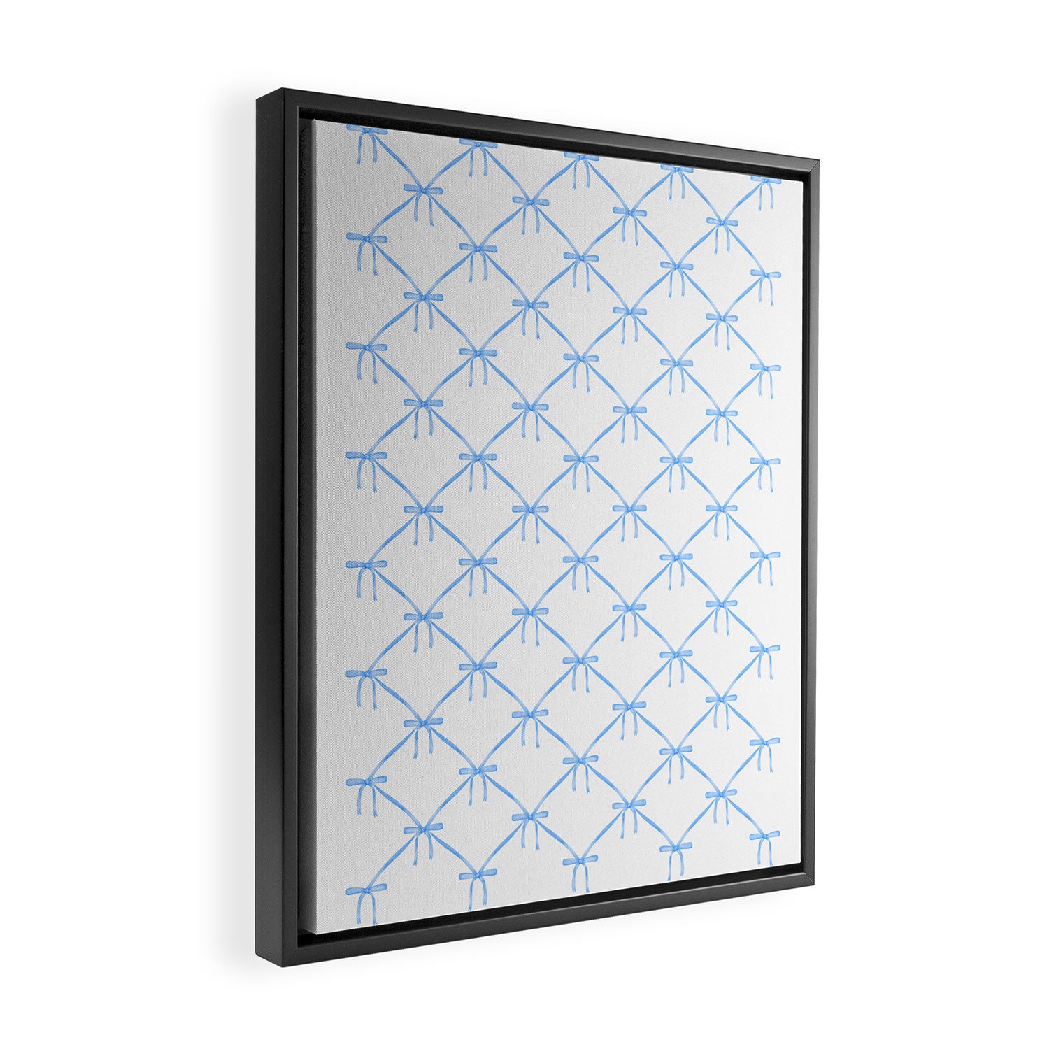 Bows & Ribbons Pattern VII Baby Blue Framed Canvas Print Gallery Image 2