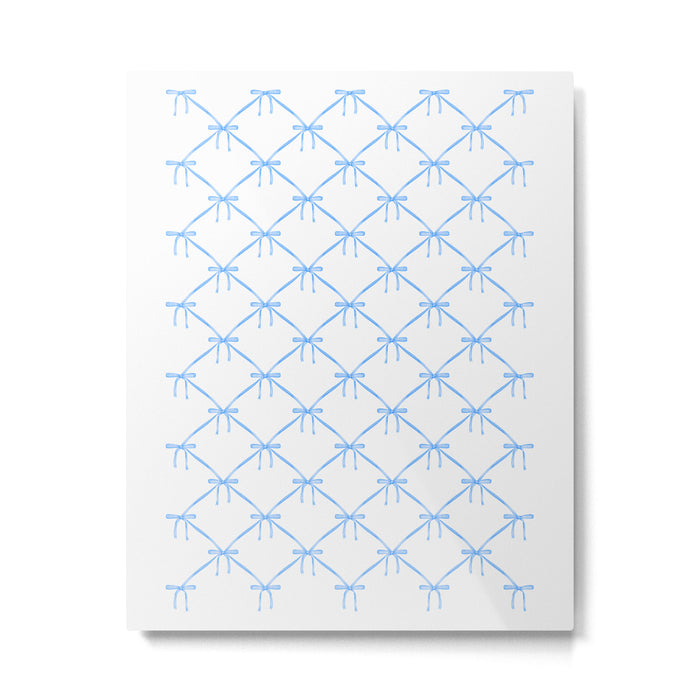 Bows & Ribbons Pattern VII Baby Blue Metal Print Gallery Image 1