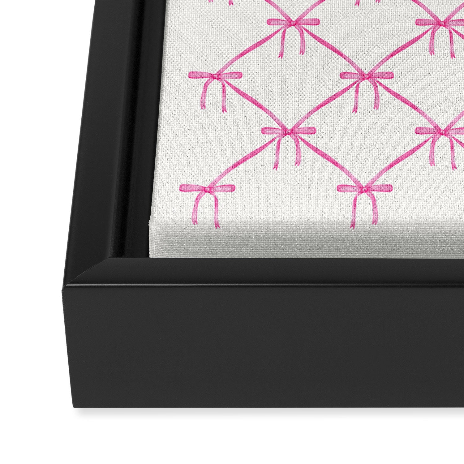 Bows & Ribbons Pattern VIII Y2K Pink Framed Canvas Print Gallery Image 3