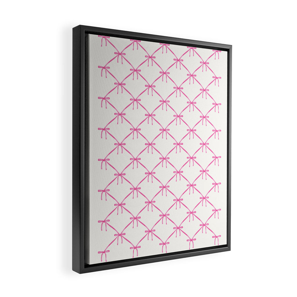 Bows & Ribbons Pattern VIII Y2K Pink Framed Canvas Print Gallery Image 2