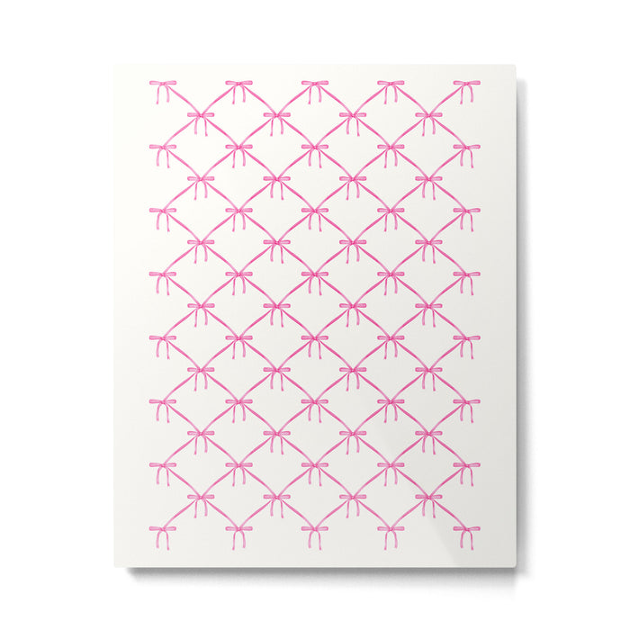 Bows & Ribbons Pattern VIII Y2K Pink Metal Print Gallery Image 1