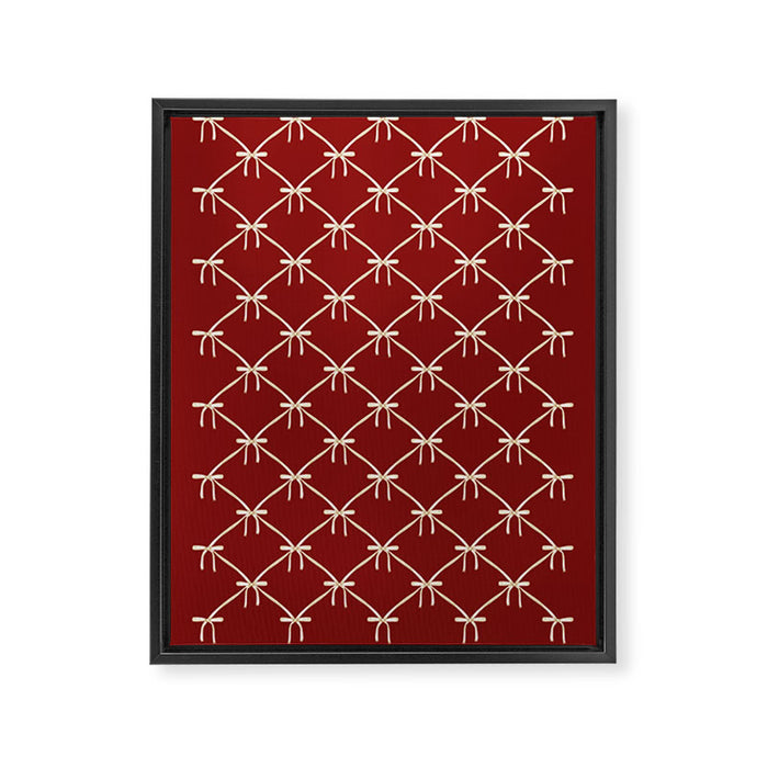 Bows & Ribbons Pattern XI Ruby Red Framed Canvas Print Gallery Image 1