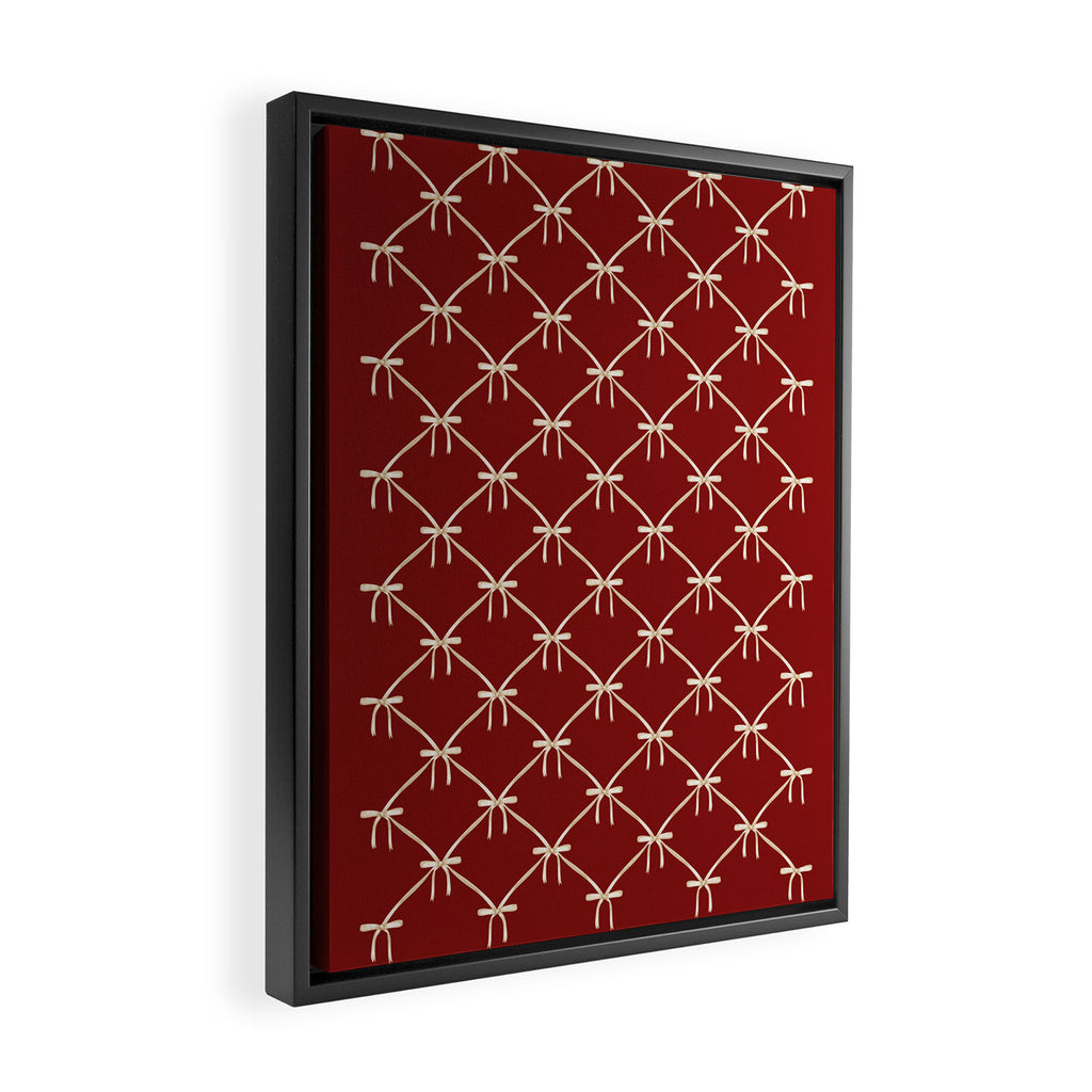 Bows & Ribbons Pattern XI Ruby Red Framed Canvas Print Gallery Image 2