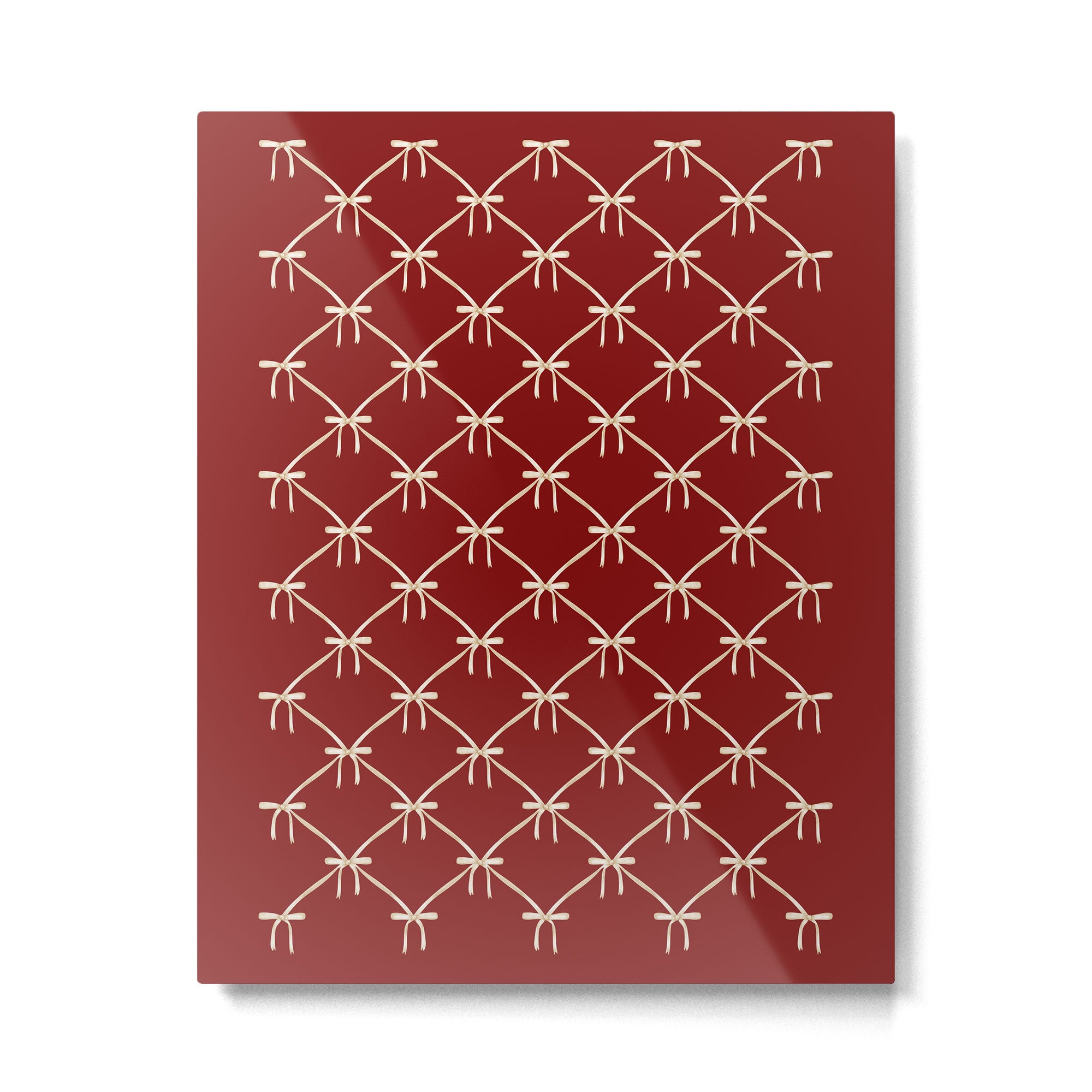 Bows & Ribbons Pattern XI Ruby Red Metal Print Gallery Image 6