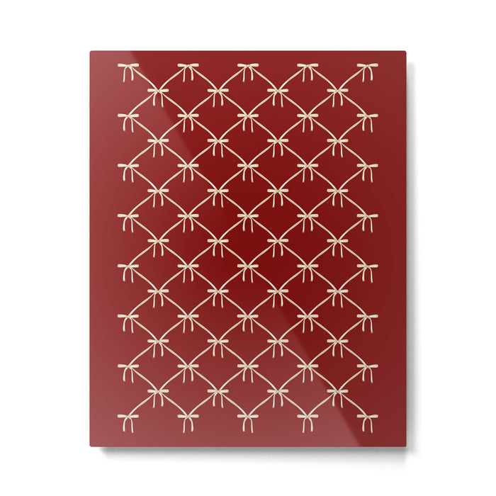 Bows & Ribbons Pattern XI Ruby Red Metal Print Gallery Image 1