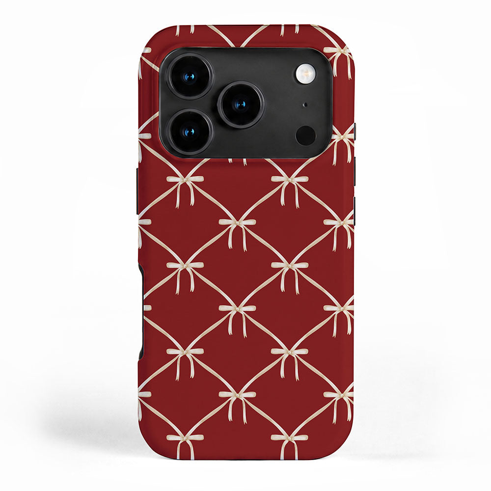 Bows & Ribbons Pattern XI Ruby Red iPhone Case Gallery Image 1