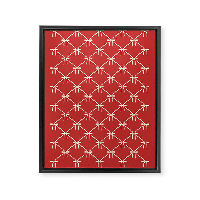 Bows & Ribbons Pattern XII Cherry Red Framed Canvas Print Gallery Image 1