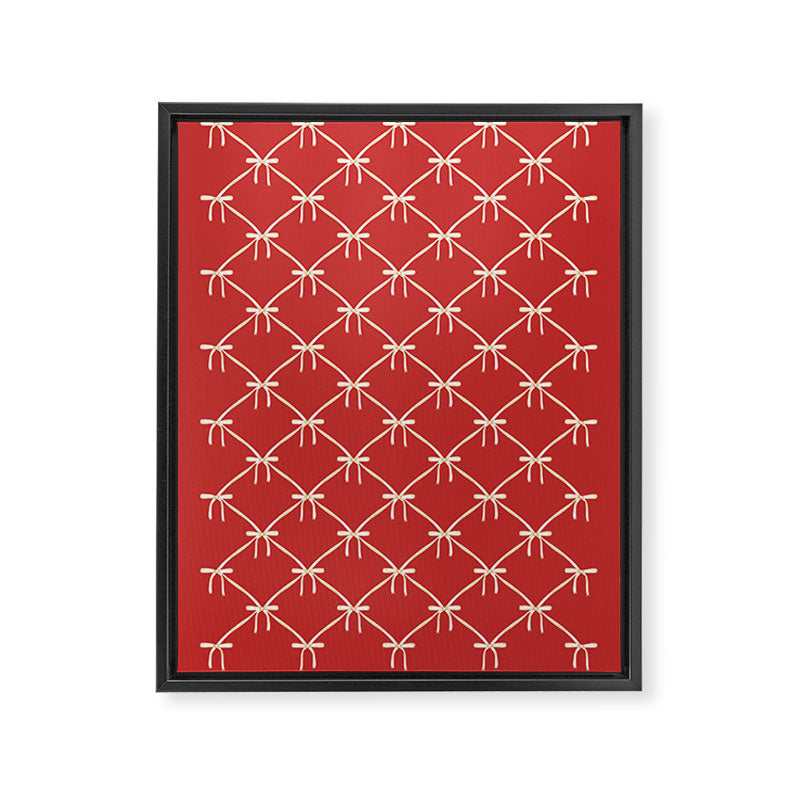 Bows & Ribbons Pattern XII Cherry Red Framed Canvas Print Gallery Image 8