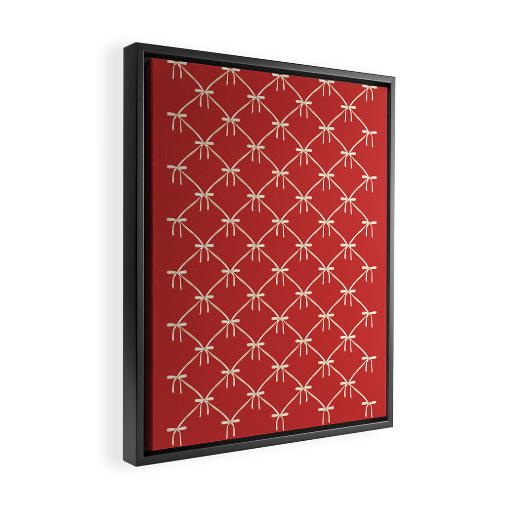 Bows & Ribbons Pattern XII Cherry Red Framed Canvas Print Gallery Image 2