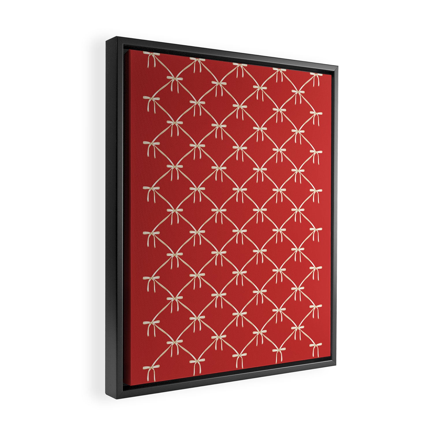 Bows & Ribbons Pattern XII Cherry Red Framed Canvas Print Gallery Image 2