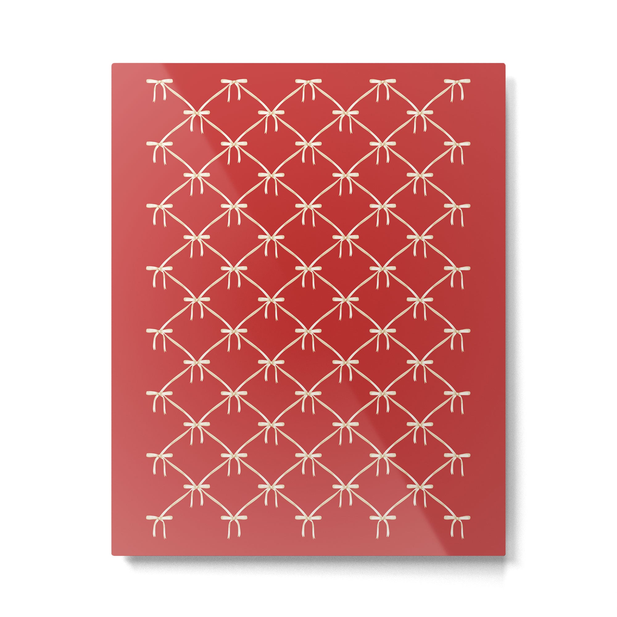 Bows & Ribbons Pattern XII Cherry Red Metal Print Gallery Image 6