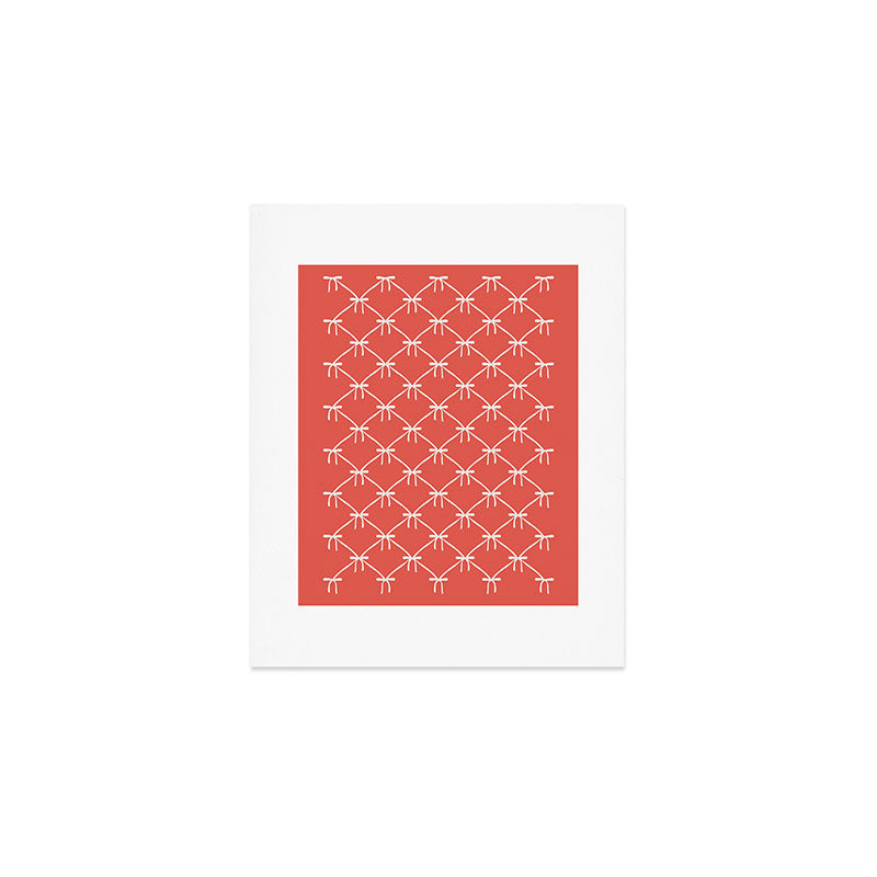 Bows & Ribbons Pattern XIII Bright Red Art Print Gallery Image 1