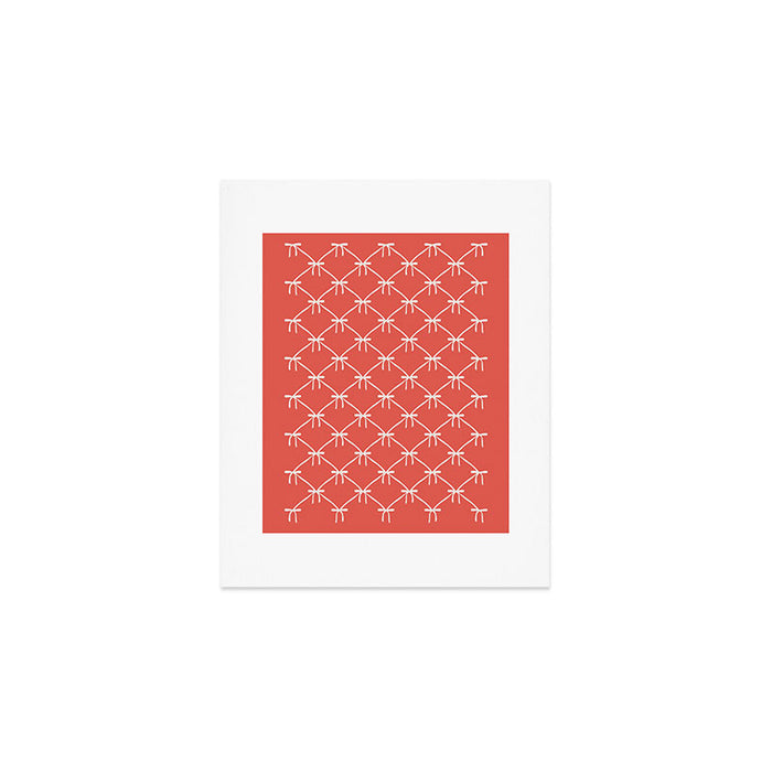 Bows & Ribbons Pattern XIII Bright Red Art Print Gallery Image 1