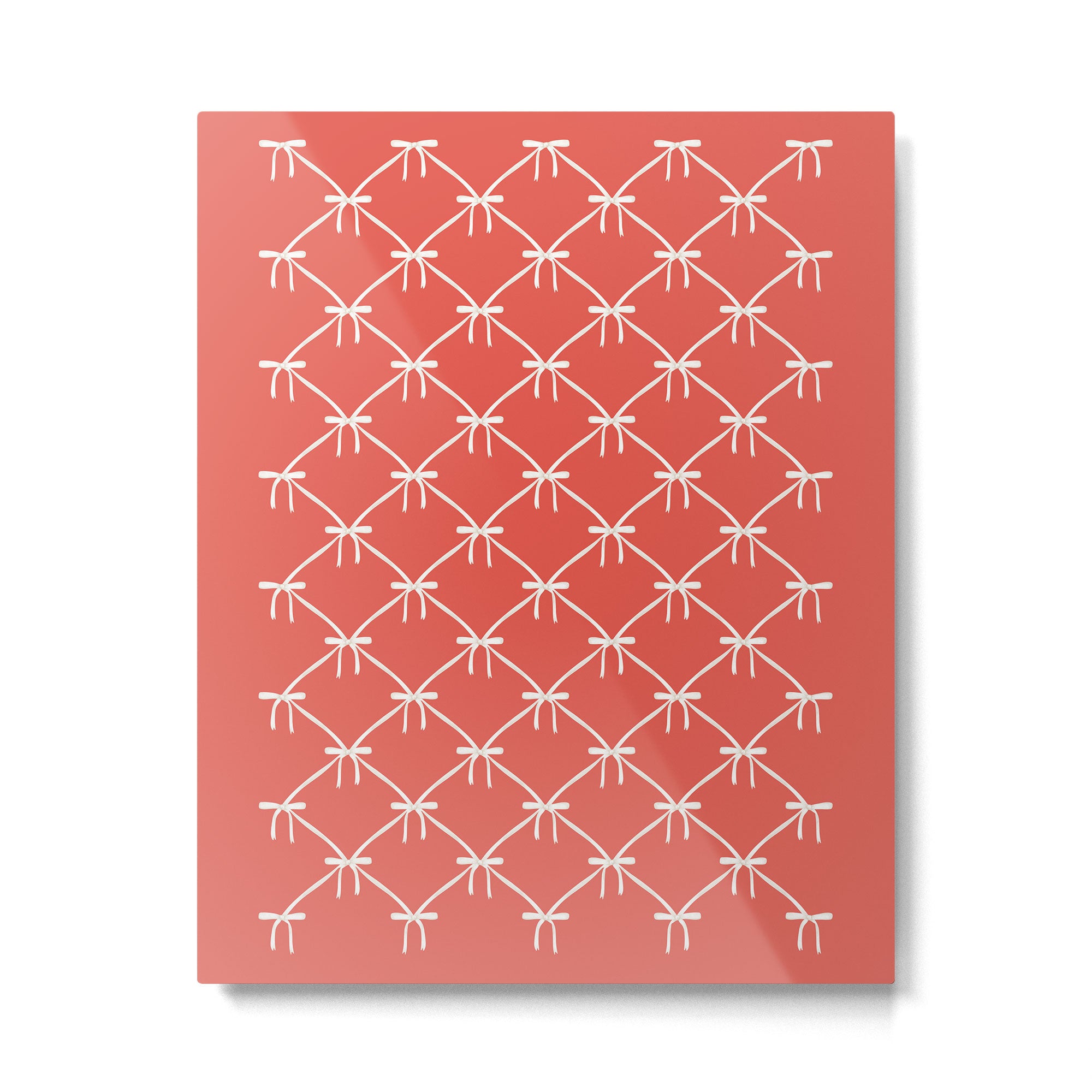Bows & Ribbons Pattern XIII Bright Red Metal Print Gallery Image 6