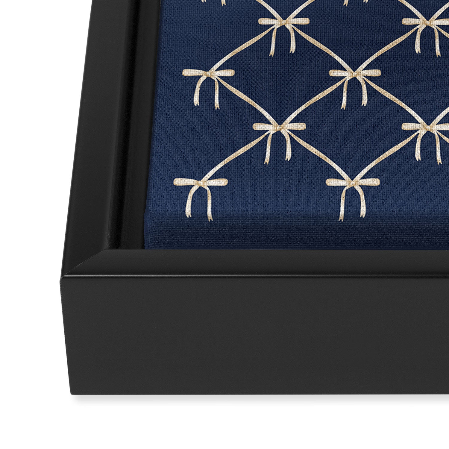 Bows & Ribbons Pattern XLII Dark Navy Blue Framed Canvas Print Gallery Image 3