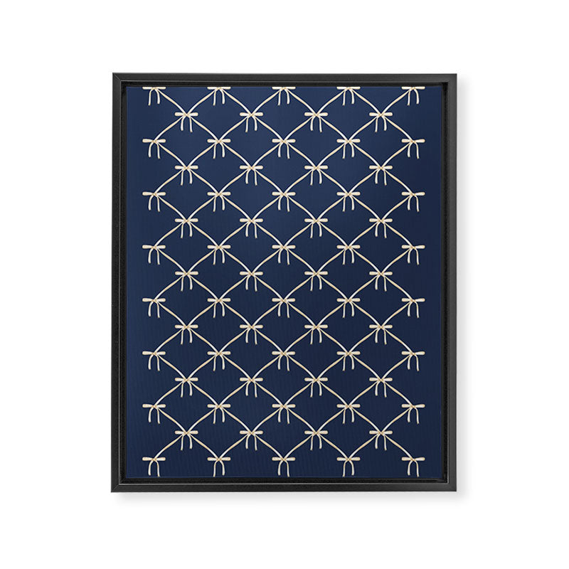 Bows & Ribbons Pattern XLII Dark Navy Blue Framed Canvas Print Gallery Image 8