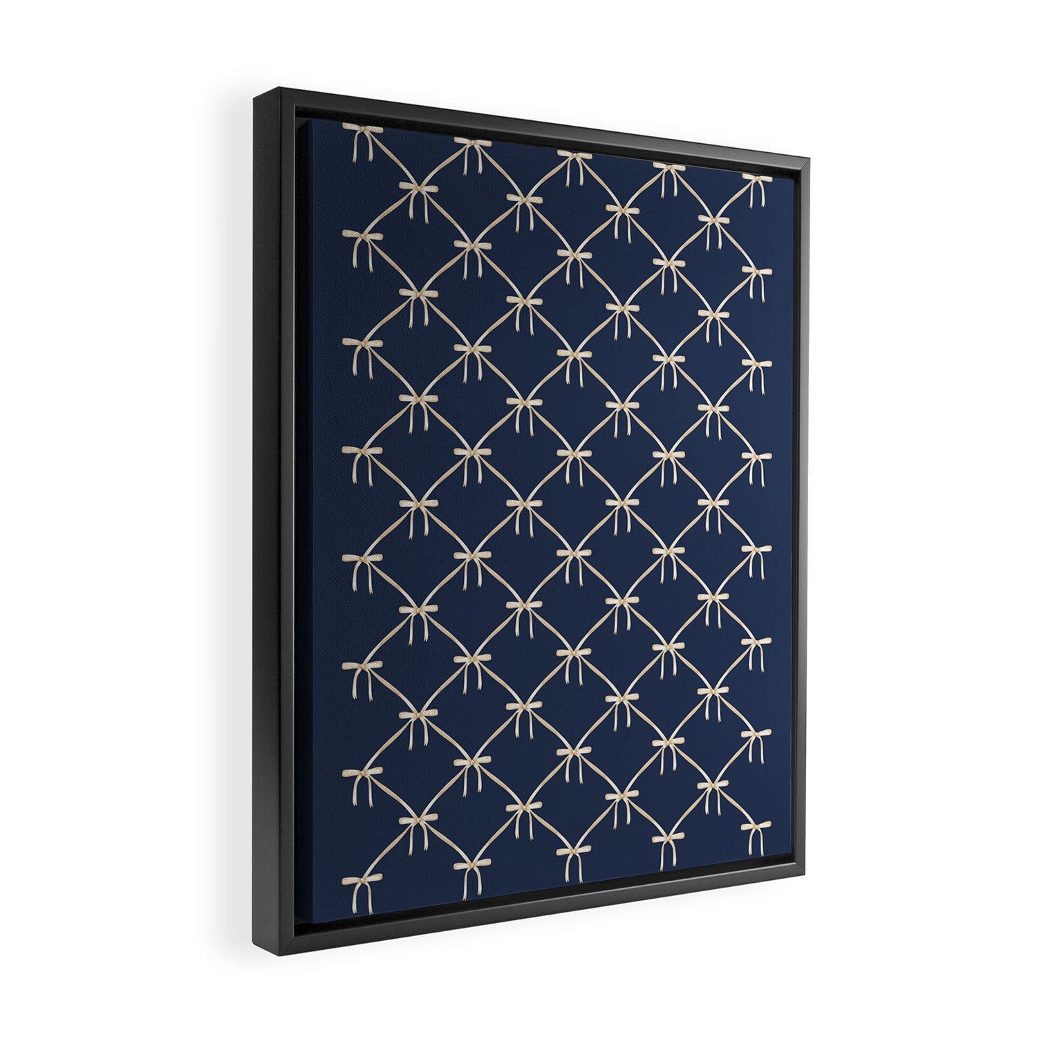 Bows & Ribbons Pattern XLII Dark Navy Blue Framed Canvas Print Gallery Image 2