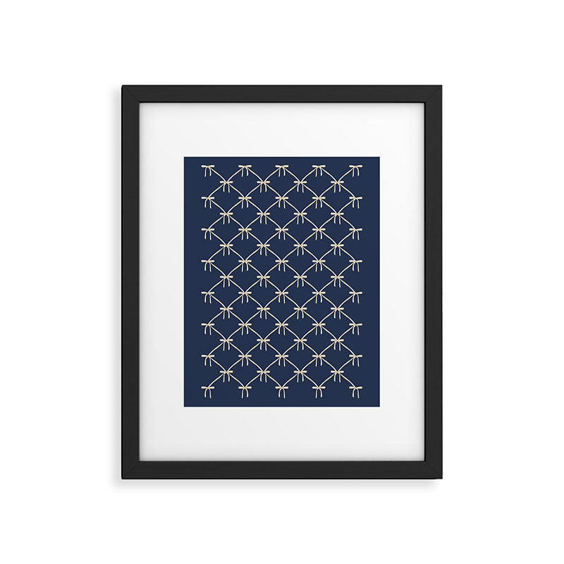 Bows & Ribbons Pattern XLII Dark Navy Blue Framed Art Print Gallery Image 6
