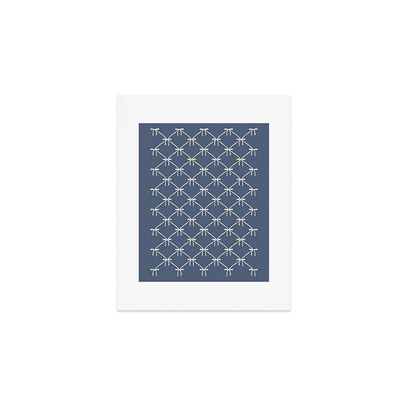 Bows & Ribbons Pattern XLIII Neutral Blue Art Print Gallery Image 1