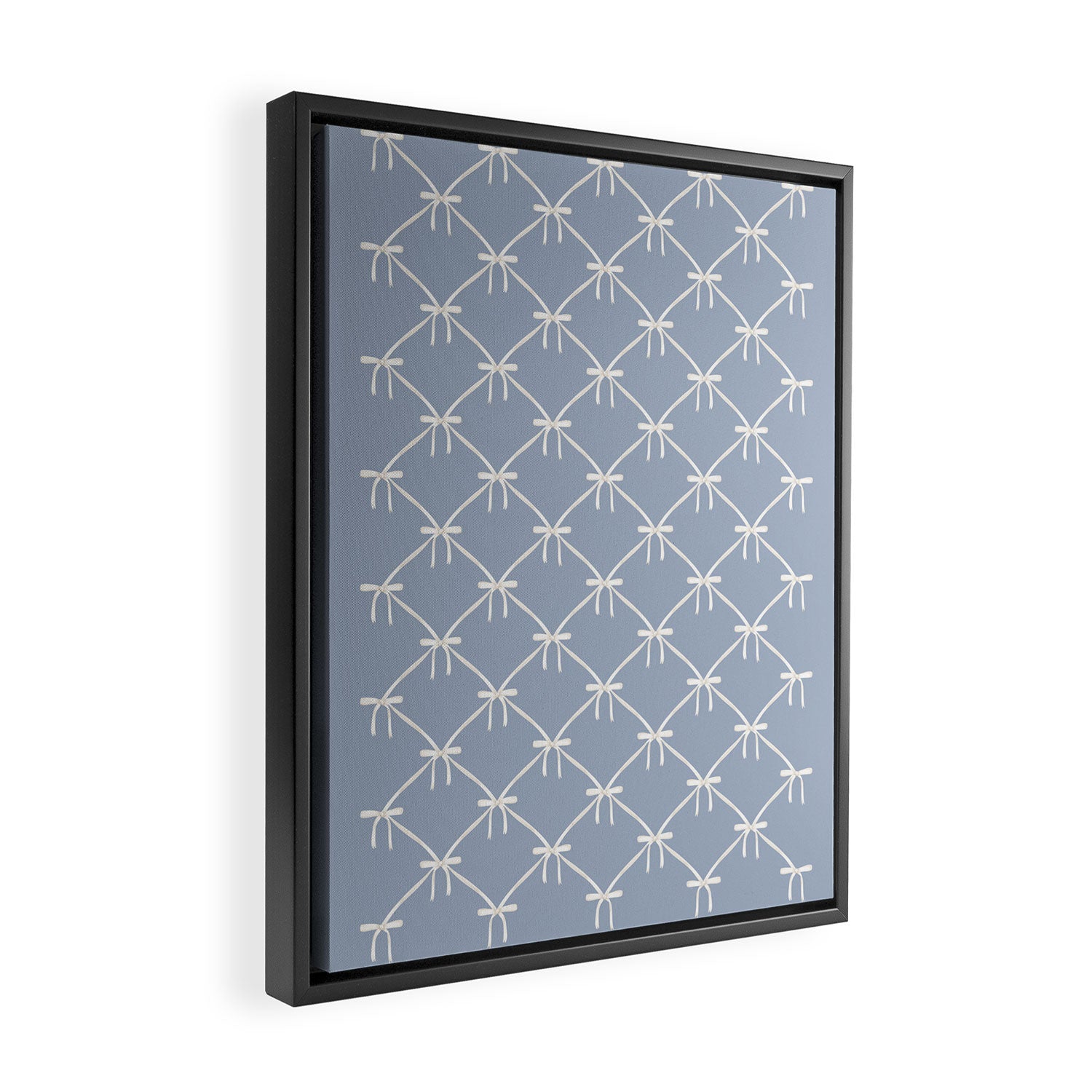 Bows & Ribbons Pattern XLIV Light Pastel Blue Framed Canvas Print Gallery Image 2