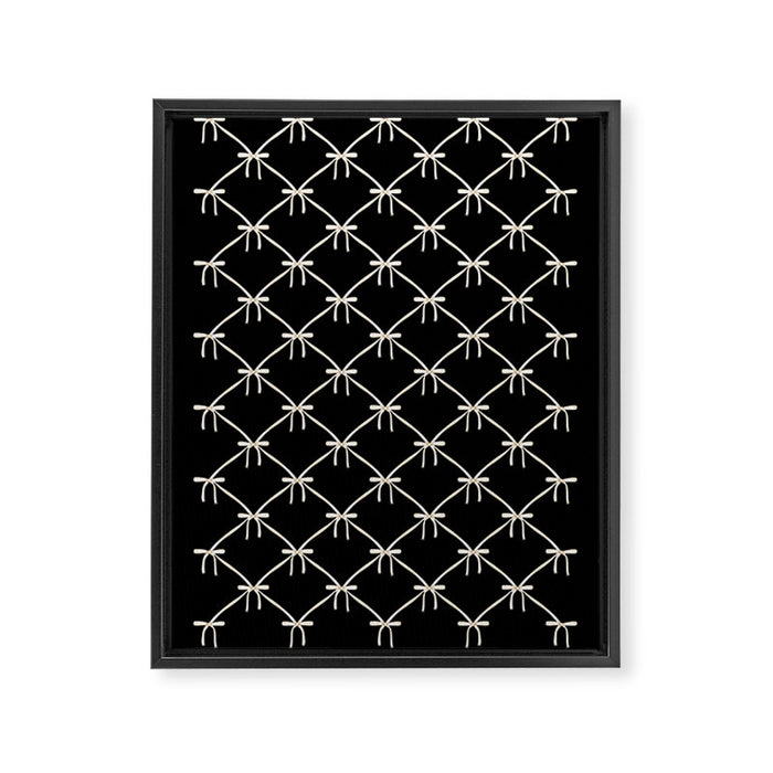 Bows & Ribbons Pattern XLVII Black and White Framed Canvas Print Gallery Image 1