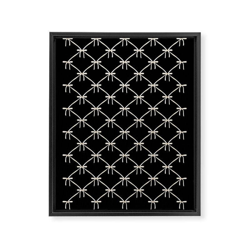 Bows & Ribbons Pattern XLVII Black and White Framed Canvas Print Gallery Image 8