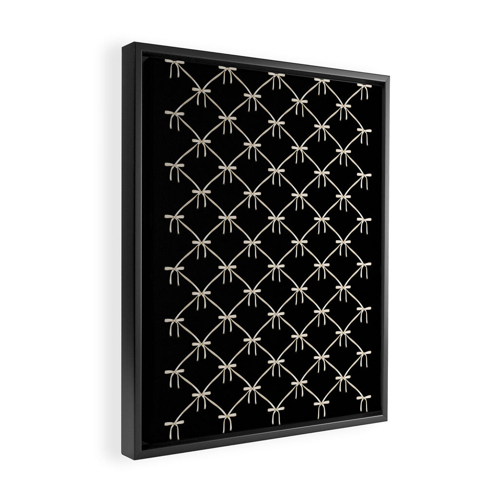 Bows & Ribbons Pattern XLVII Black and White Framed Canvas Print Gallery Image 2