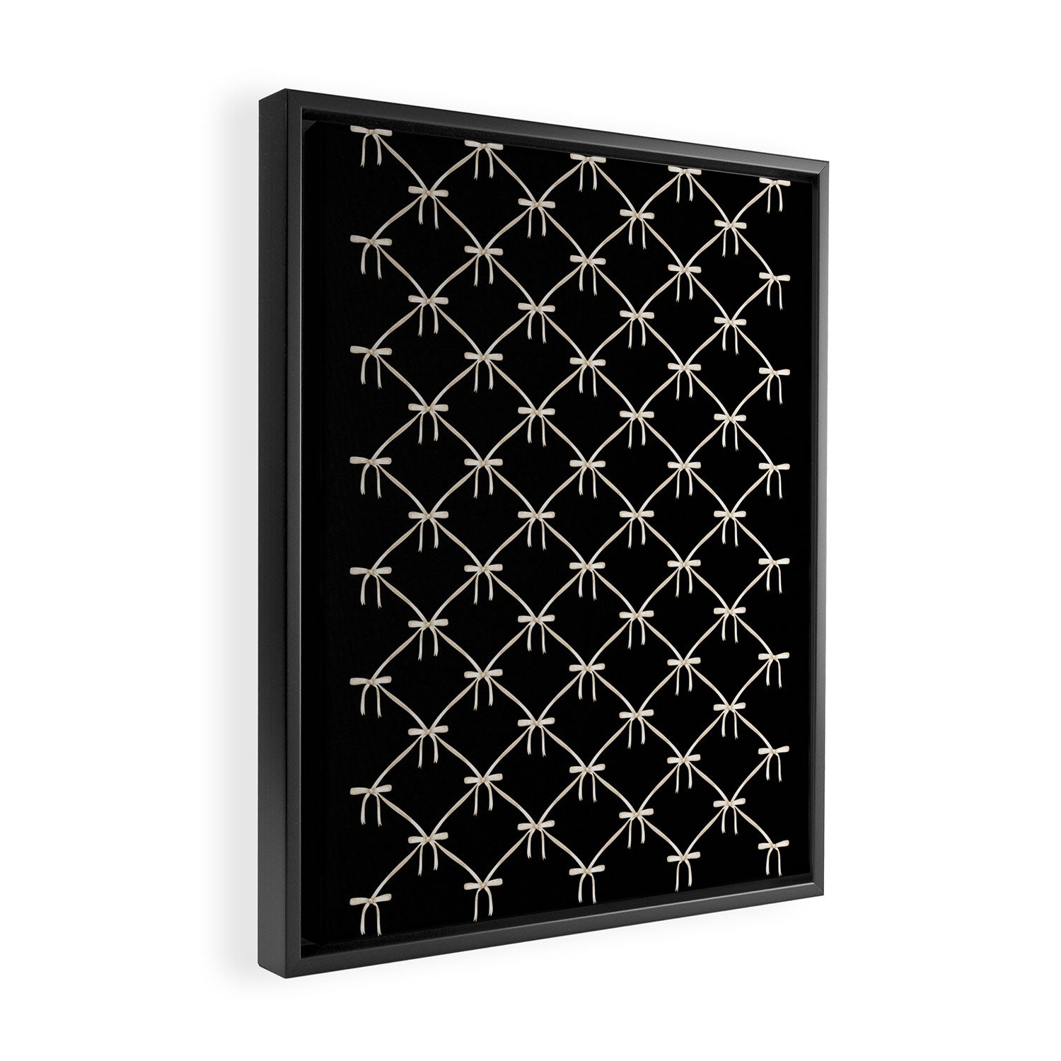 Bows & Ribbons Pattern XLVII Black and White Framed Canvas Print Gallery Image 2