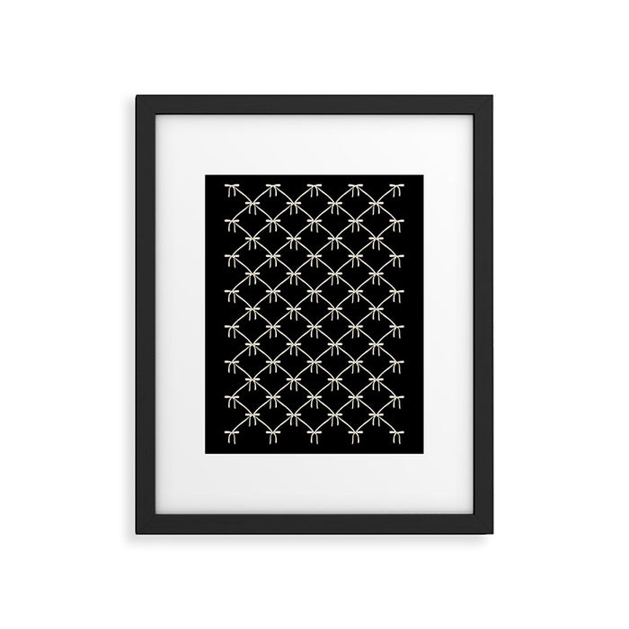 Bows & Ribbons Pattern XLVII Black and White Framed Art Print Gallery Image 1