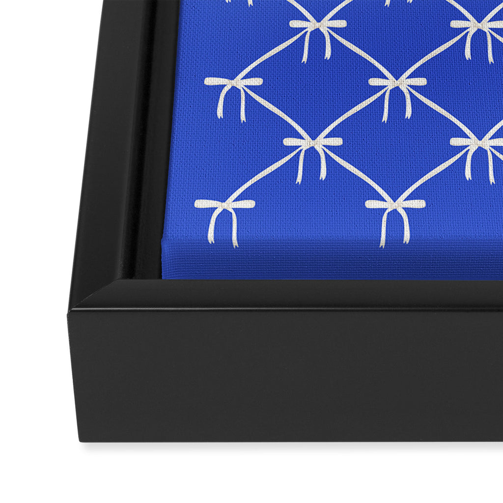 Bows & Ribbons Pattern XLVIII Bright Blue Framed Canvas Print Gallery Image 3