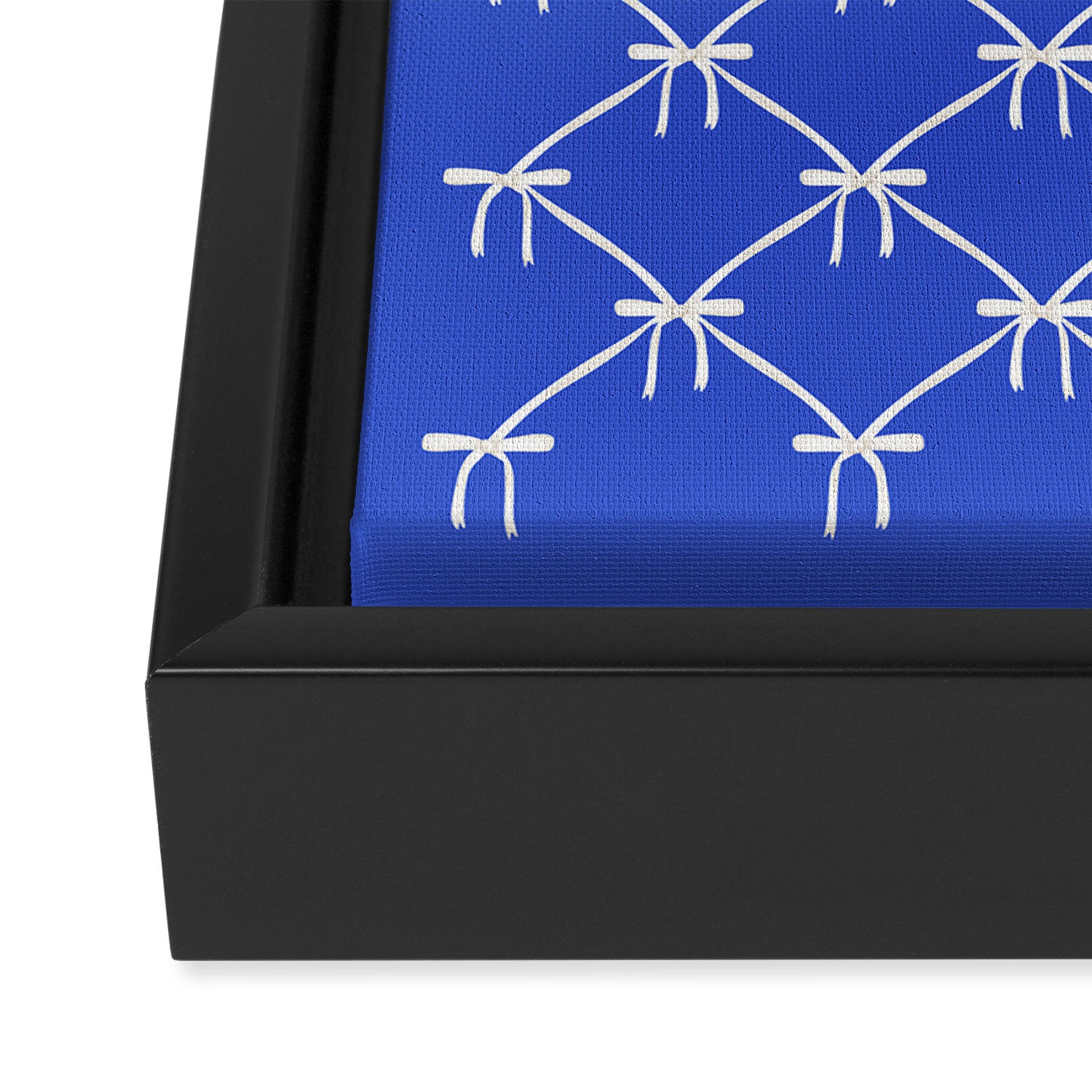 Bows & Ribbons Pattern XLVIII Bright Blue Framed Canvas Print Gallery Image 3