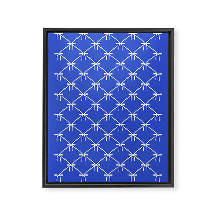 Bows & Ribbons Pattern XLVIII Bright Blue Framed Canvas Print Gallery Image 1