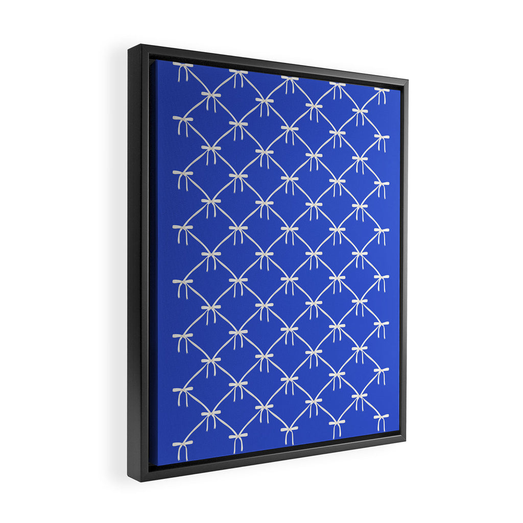 Bows & Ribbons Pattern XLVIII Bright Blue Framed Canvas Print Gallery Image 2