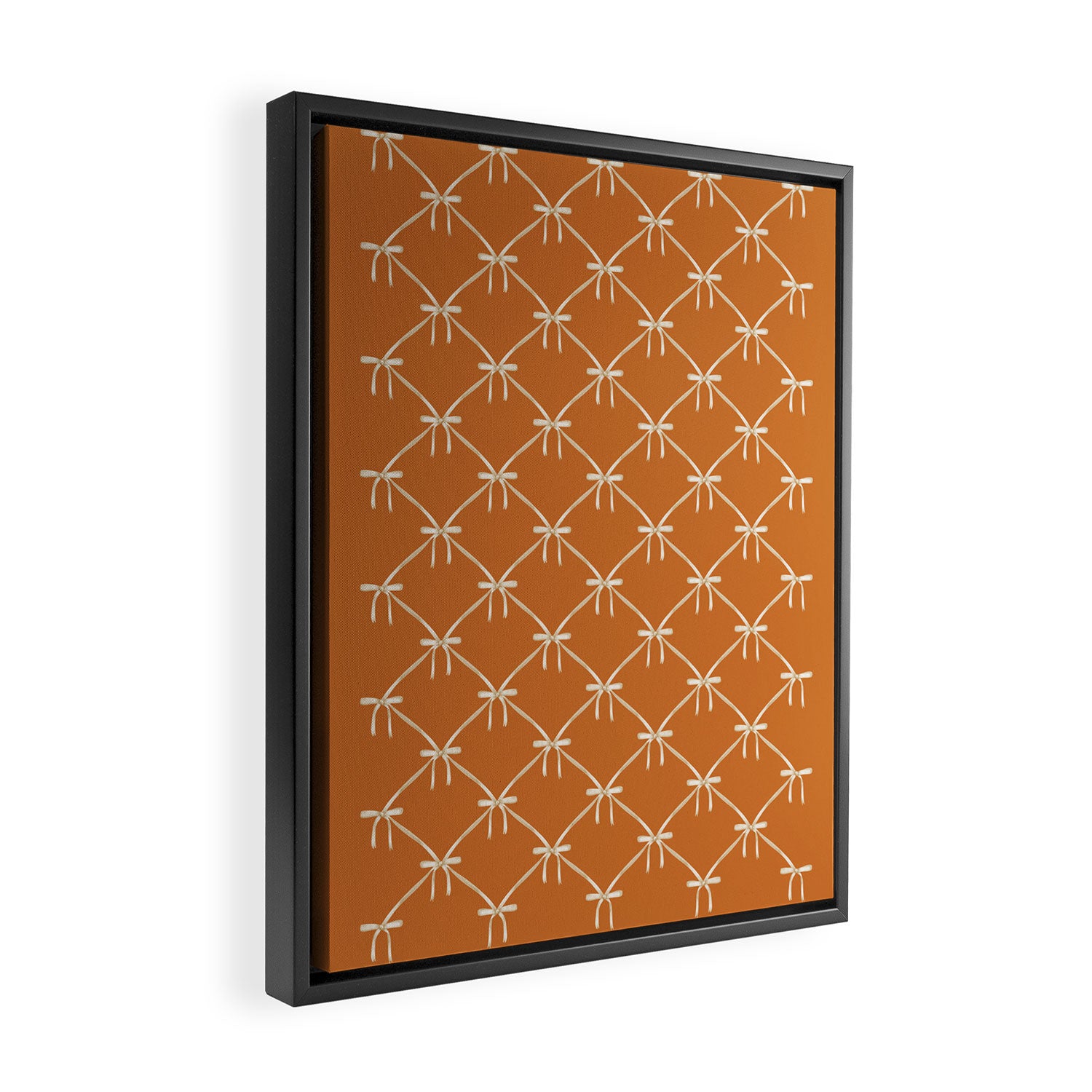 Bows & Ribbons Pattern XV Orange Framed Canvas Print Gallery Image 2