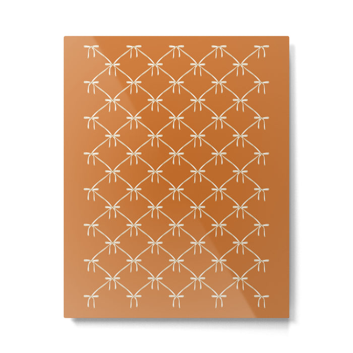Bows & Ribbons Pattern XV Orange Metal Print Gallery Image 1