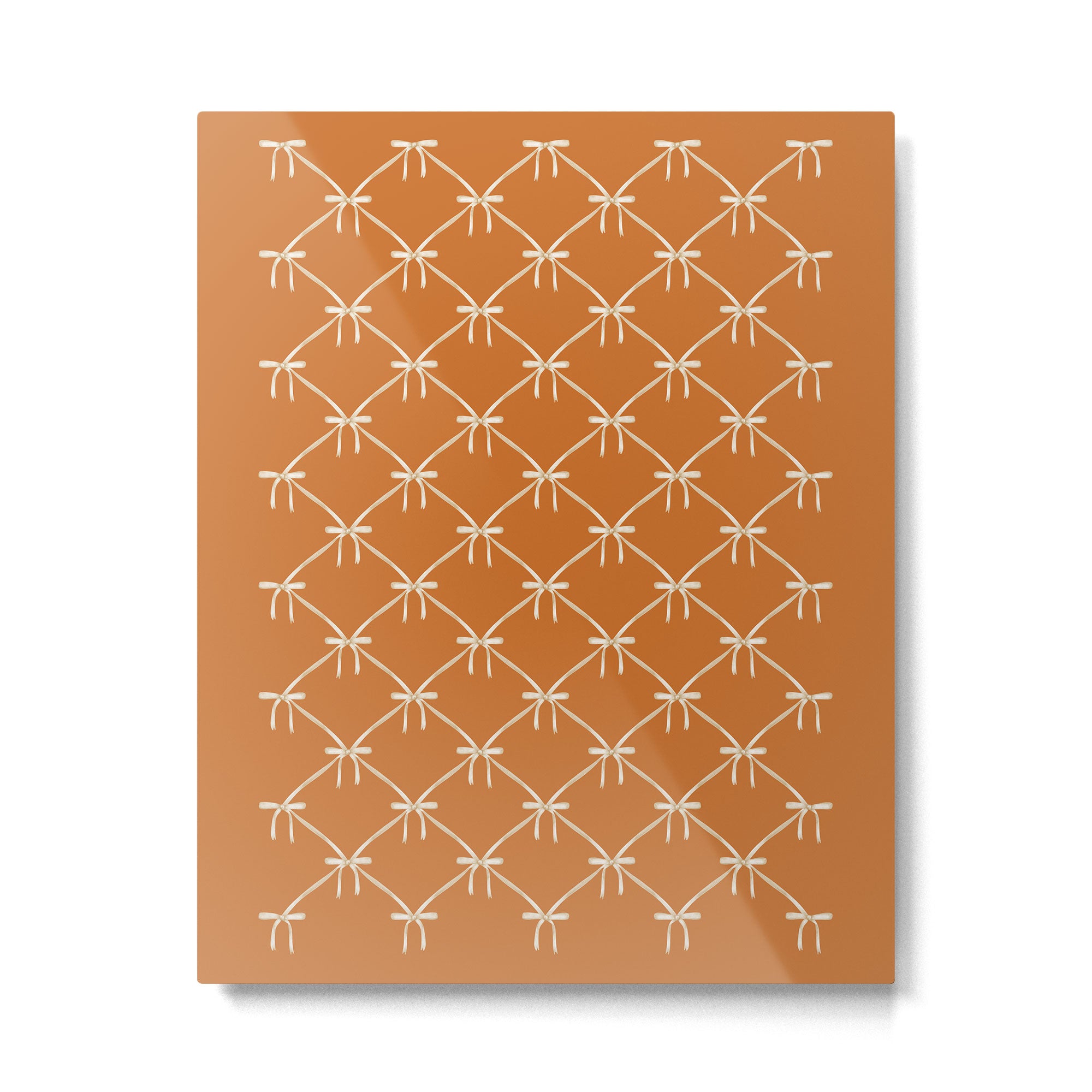 Bows & Ribbons Pattern XV Orange Metal Print Gallery Image 6