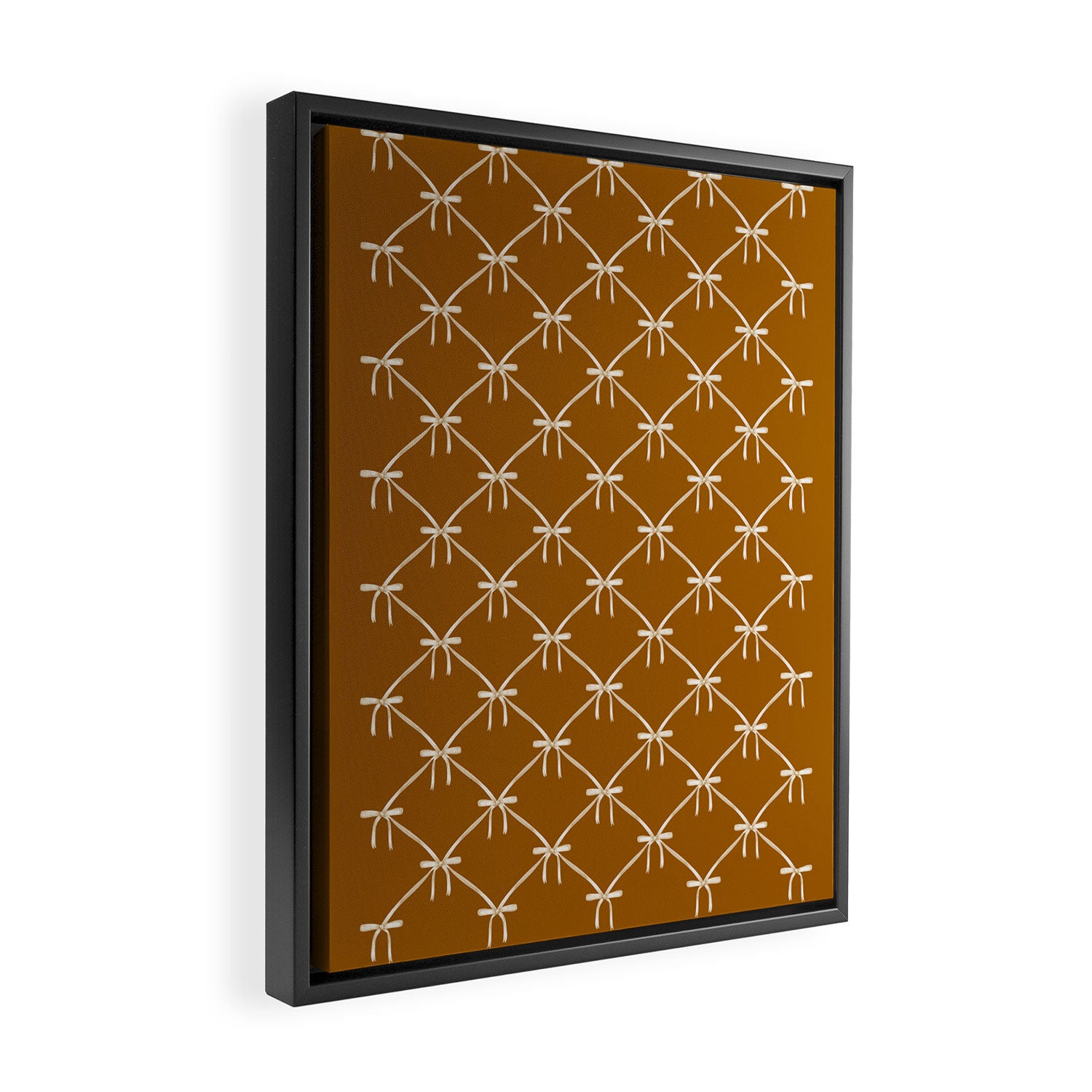Bows & Ribbons Pattern XVII Burnt Ochre Framed Canvas Print Gallery Image 2