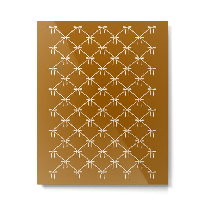 Bows & Ribbons Pattern XVII Burnt Ochre Metal Print Gallery Image 1