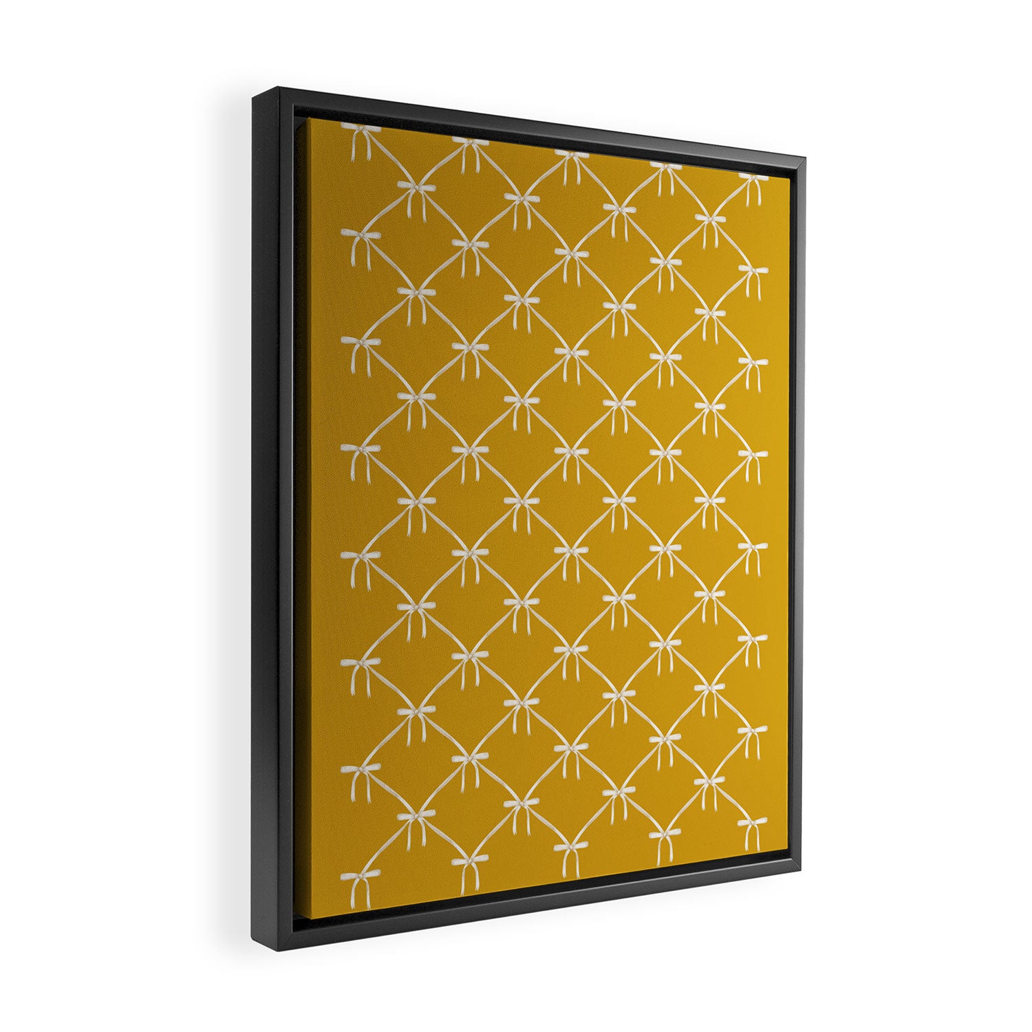 Bows & Ribbons Pattern XX Golden Yellow Framed Canvas Print Gallery Image 2