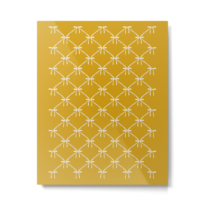 Bows & Ribbons Pattern XX Golden Yellow Metal Print Gallery Image 1