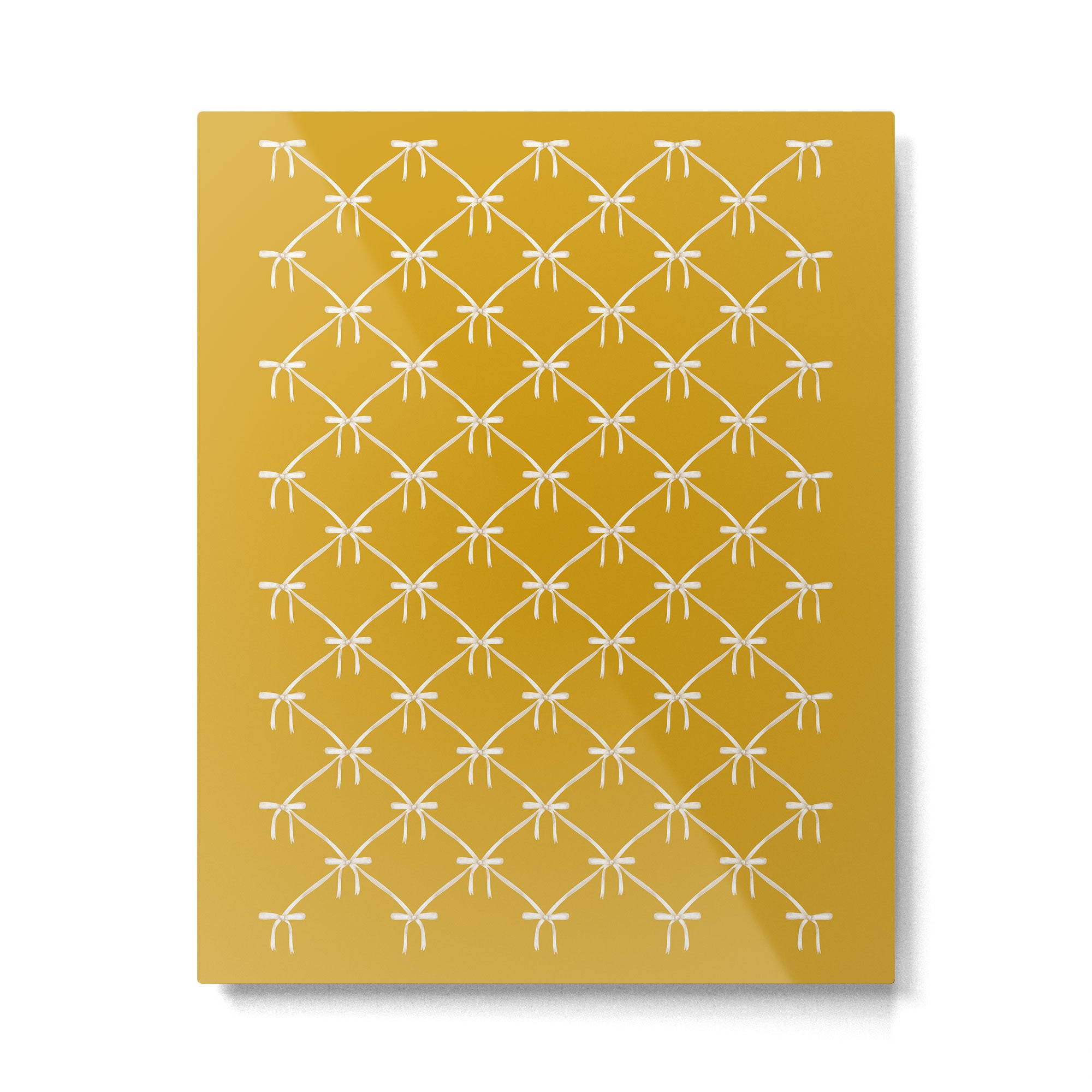 Bows & Ribbons Pattern XX Golden Yellow Metal Print Gallery Image 6