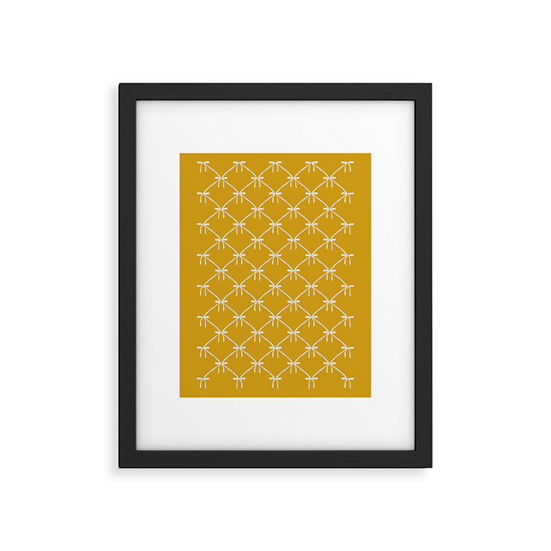 Bows & Ribbons Pattern XX Golden Yellow Framed Art Print Gallery Image 6