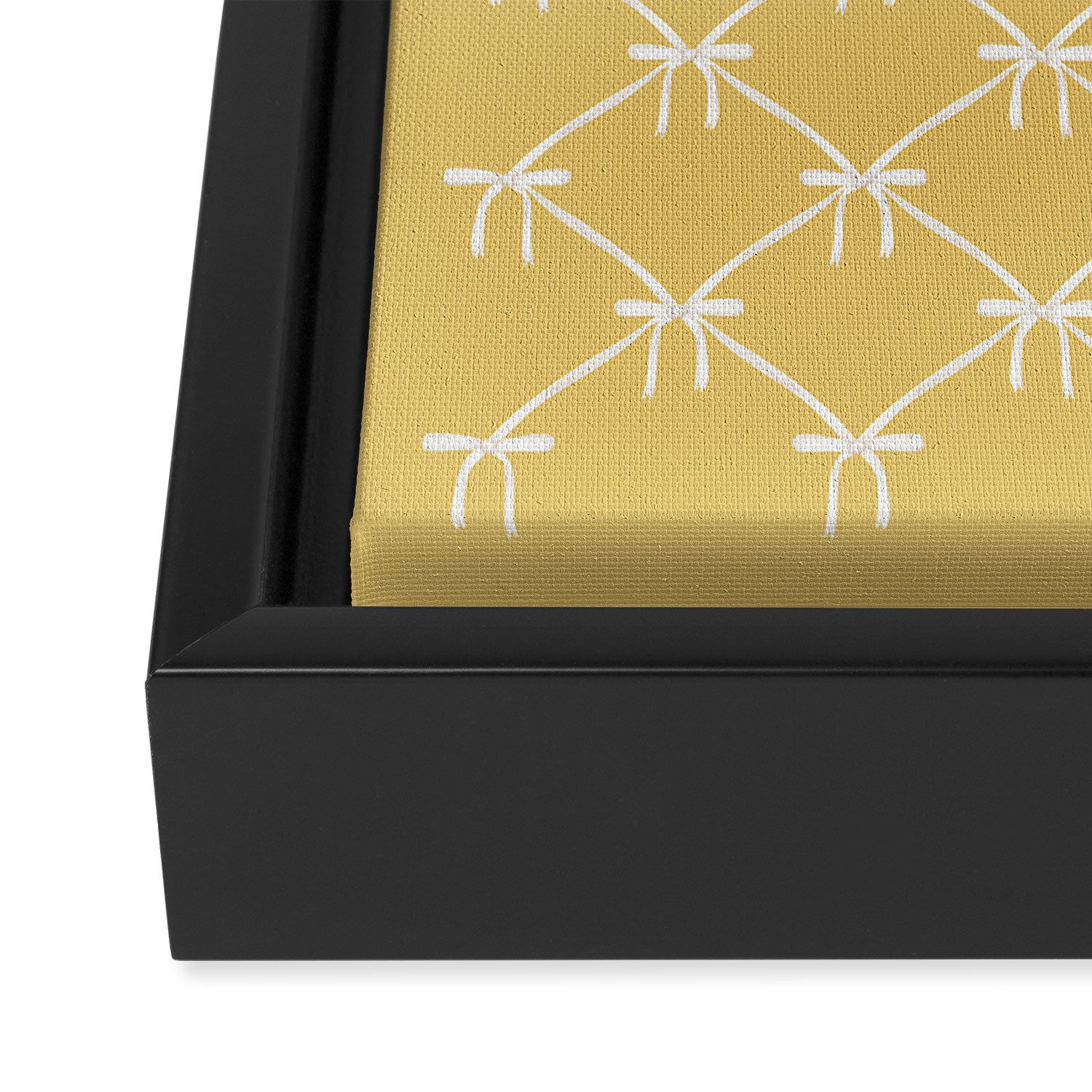 Bows & Ribbons Pattern XXI Butter Yellow Framed Canvas Print Gallery Image 3