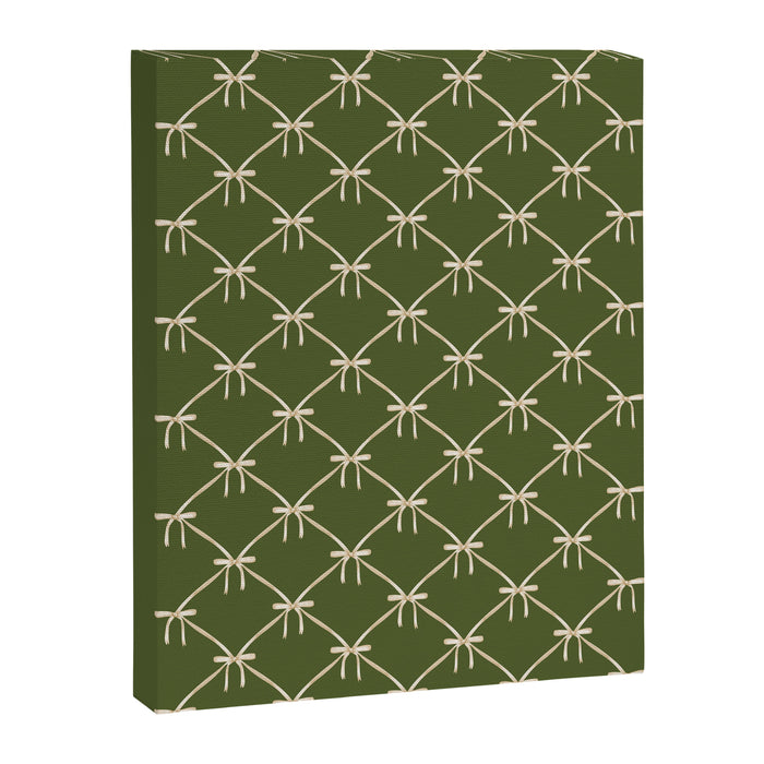 Bows & Ribbons Pattern XXII Dark Olive Green Canvas Print Gallery Image 1