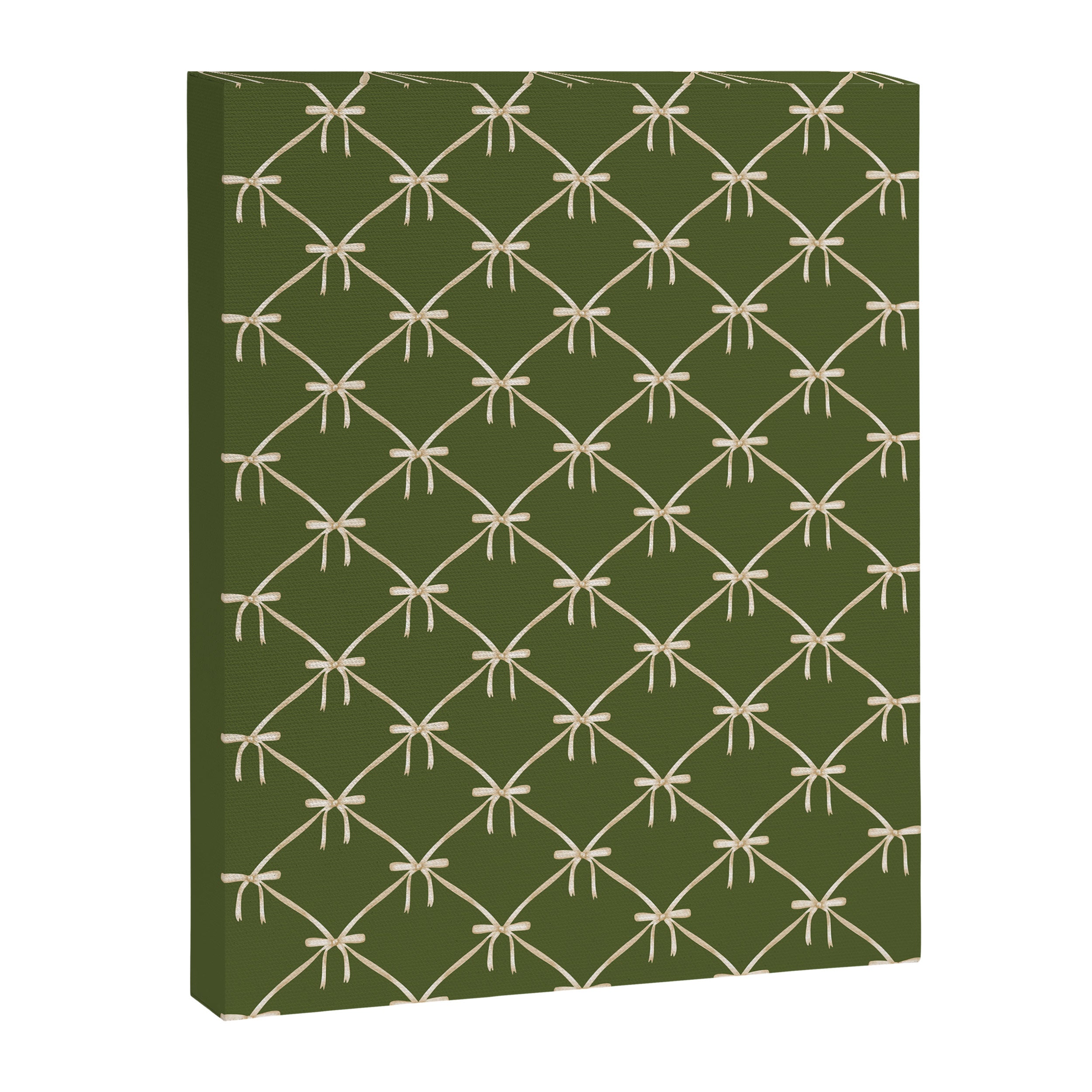 Bows & Ribbons Pattern XXII Dark Olive Green Canvas Print Gallery Image 8